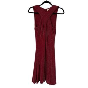 Michael Michael Kors Dress Size 4 Red Halter Neck Lurex Cross Front Sleeveless